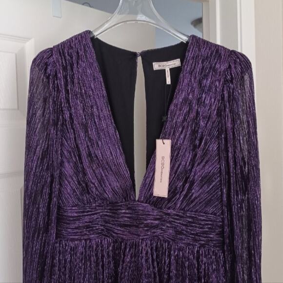 REVOLVE BCBG Tiered Metallic Mini Dress Cordial Blackberry 8 NWT - Picture 10 of 16